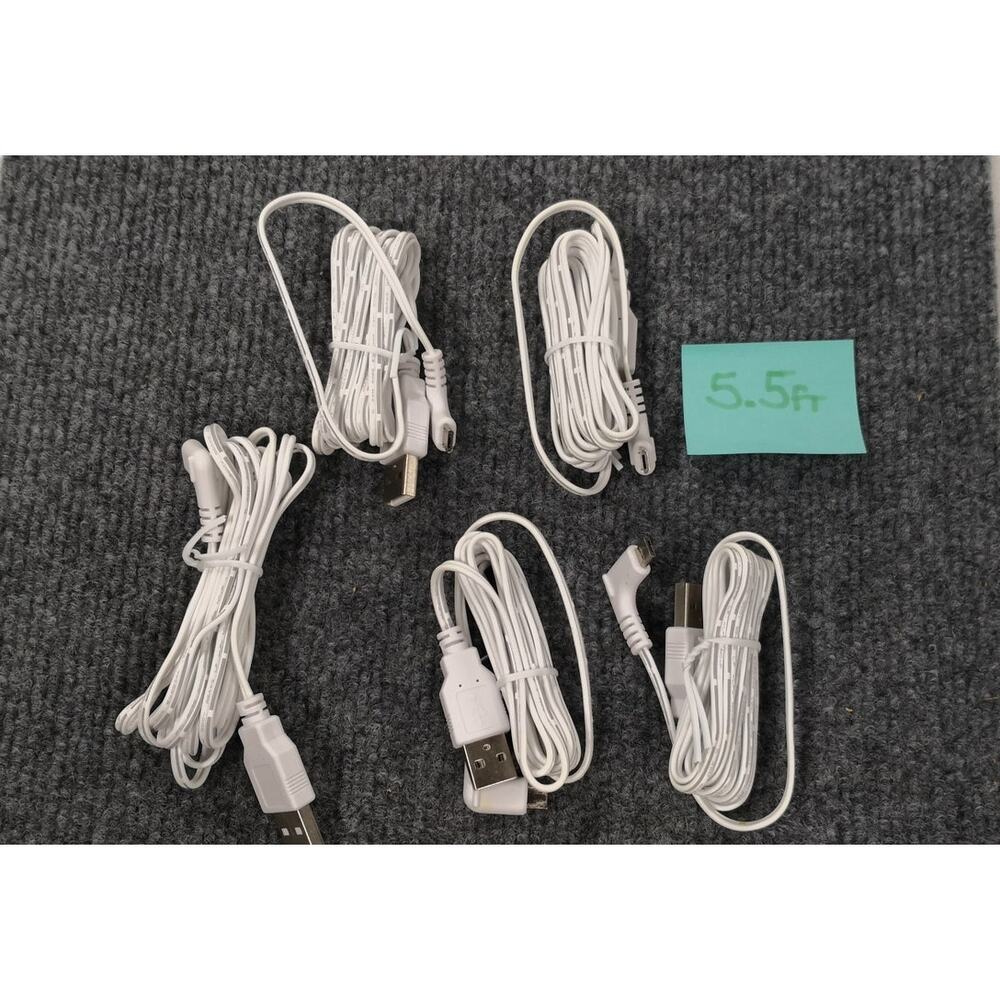 5-Pack 5ft White Micro USB Charging Cable for Smartphones, Cameras. Android 5pc